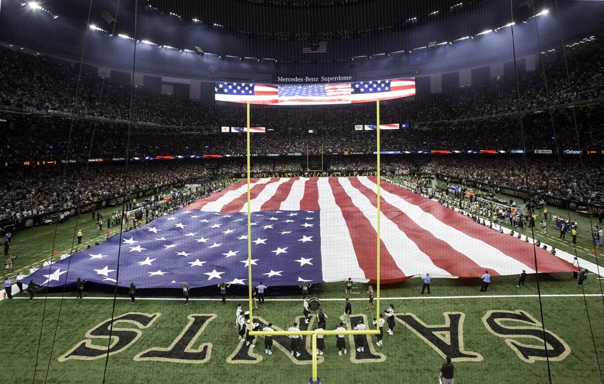 American flag in superdome